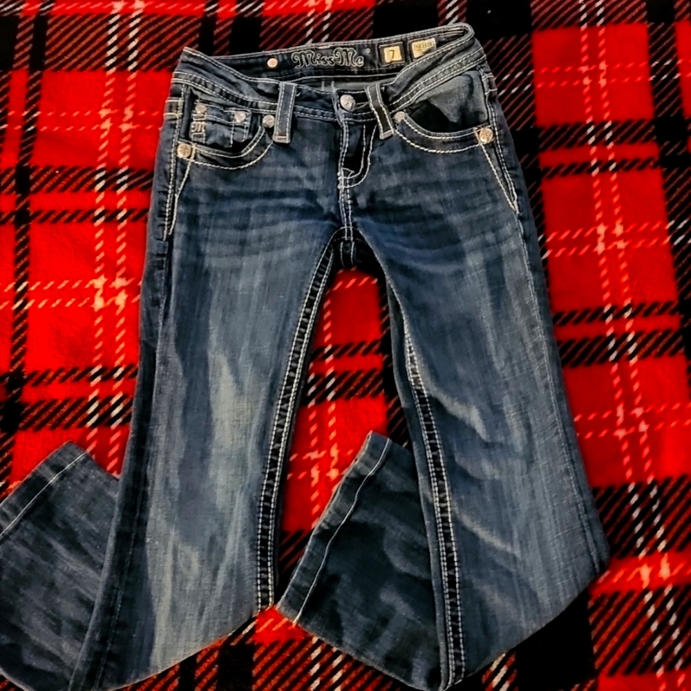 Girls Miss Me Boot Cut Jeans Size 7